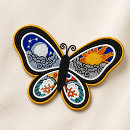 Celestial Butterfly Embroidery Design | Sun Moon Boho Machine File thumbnail 4