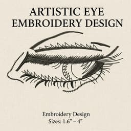 Artistic Eye Embroidery Design | Hand Drawn Line Art (Instant Download) thumbnail 1