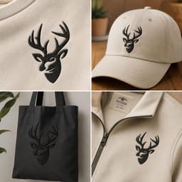 Majestic Deer Head Embroidery Design | Buck Antler Machine Embroidery File | Hunting Wildlife Pattern thumbnail 6