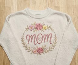 Mom Embroidery Design – Mother’s Day Floral Wreath Appliqué, 4 Sizes, Instant Download thumbnail 6