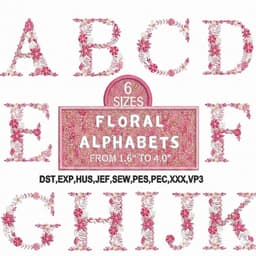 Floral Alphabet Embroidery Designs A-Z Uppercase Letters | 6 Sizes Instant Download thumbnail 1