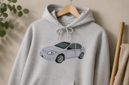 Silver Sedan Car Embroidery Design | Realistic Car Machine Embroidery Pattern | Instant Download thumbnail 5