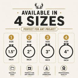 Majestic Deer Head Embroidery Design | Buck Antler Machine Embroidery File | Hunting Wildlife Pattern thumbnail 7